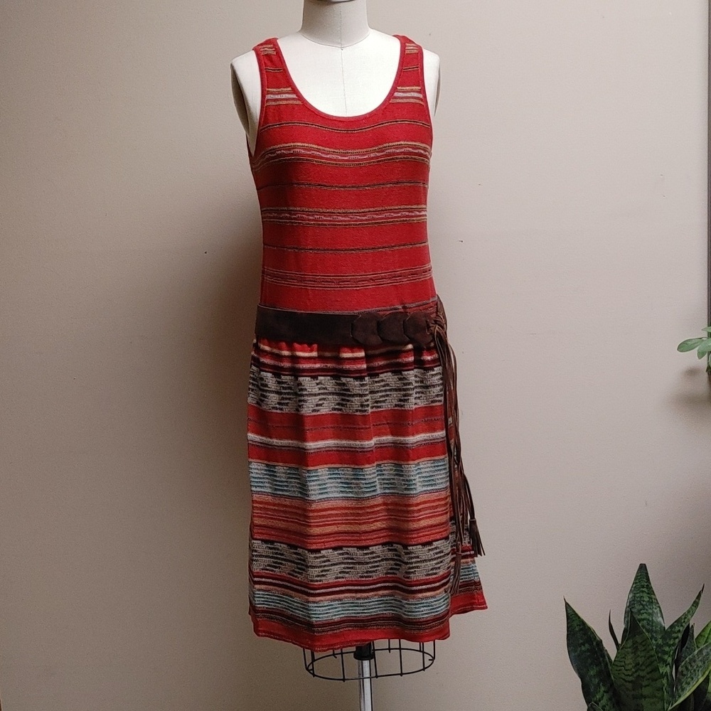 Peruvian Connection Cotton Knit Sleeveless Dress in Rust - Picture 11 of 16